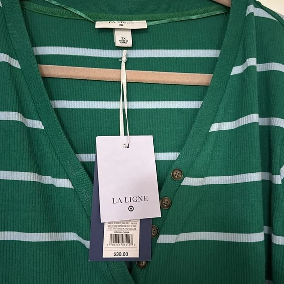 La Ligne plus size women’s green and white bodysuit NWT - Picture 3 of 3